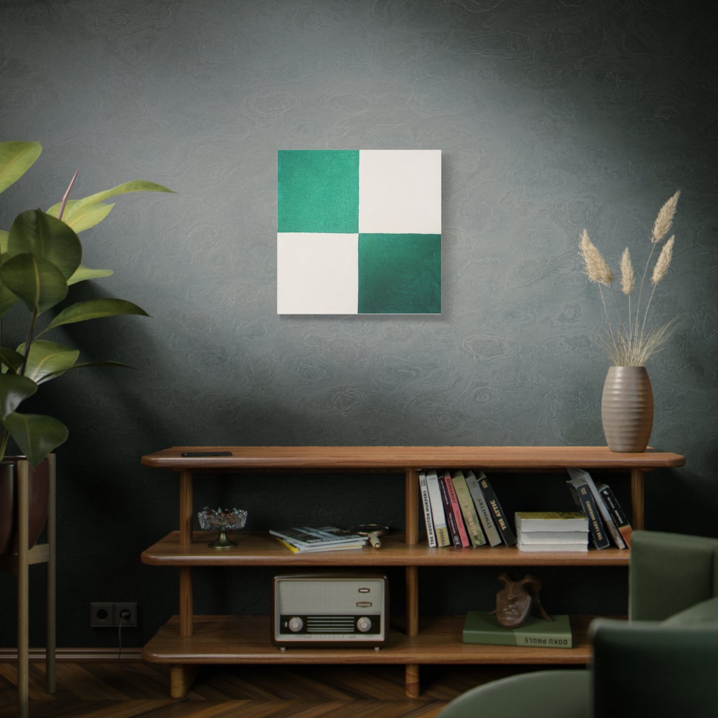 White and Green Canvas Art