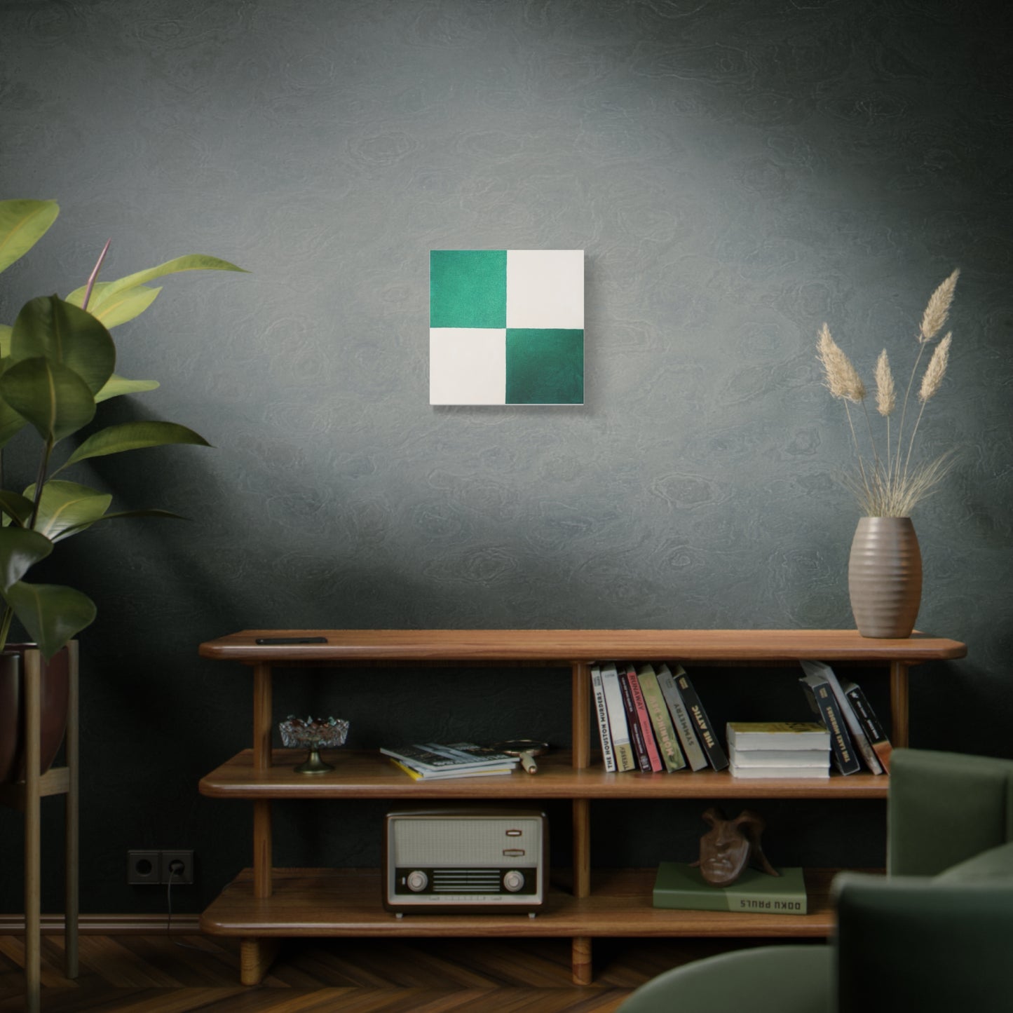 White and Green Canvas Art